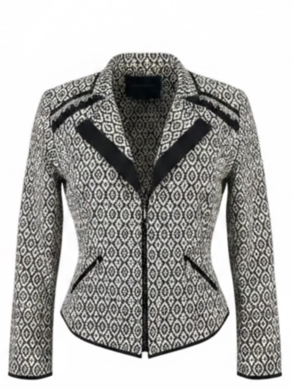 Chicos 1  Black and White Jacket w Silver Tone Detail at Shoulders Womens size M
